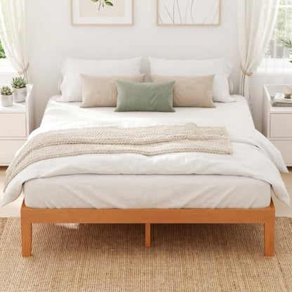 Solid Wood Platform King Size Bed Frame, 12IN, 700LBS, view 4