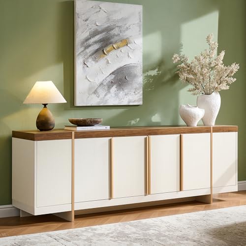 Modern 70" TV Stand Media Console for 80" TVs,Large Concealed Storage, view 2