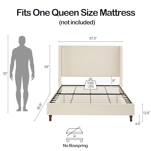 GDFStudio Tall Headboard Upholstered Bed, view 3