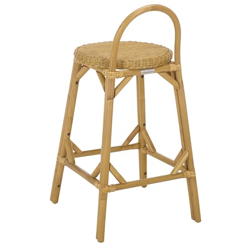 SAFAVIEH Furniture - Yulia 28-Inch Bar Stool - Natural Rattan - Woven Seat with Solid Frame - Ideal for Kitchen, Dining Room, Bar Seating (BST9908A)