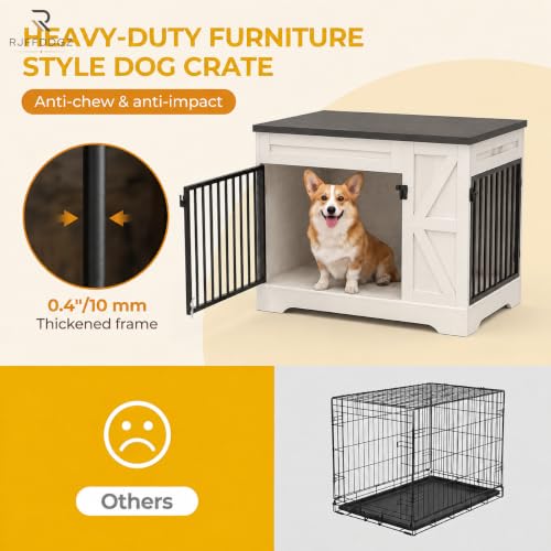 Small Dog Crate Furniture End Table, Indoor Dog Kennel, Double Door Design, view 5