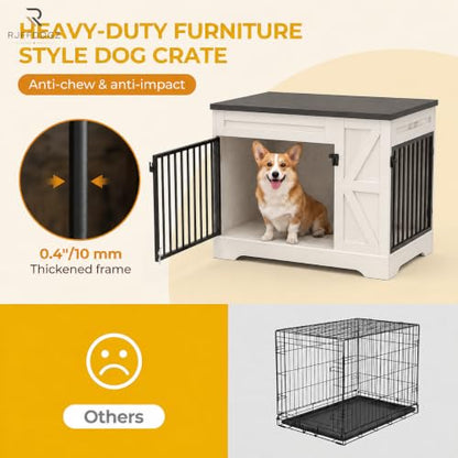 Small Dog Crate Furniture End Table, Indoor Dog Kennel, Double Door Design, view 5