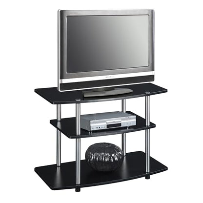 Designs2Go No Tools 3-Tier TV Stand 31.5" - Entertainment Center for TVs up to 37 Inches, Modern TV Console with Shelves for Living Room, Family Room, Black
