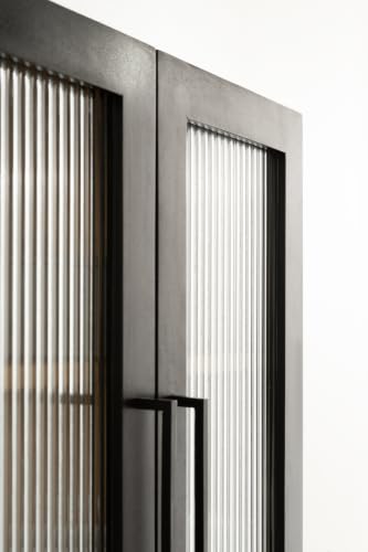 Langfeld Ribbed Glass Wall Cabinet for Bathroom Storage, view 7
