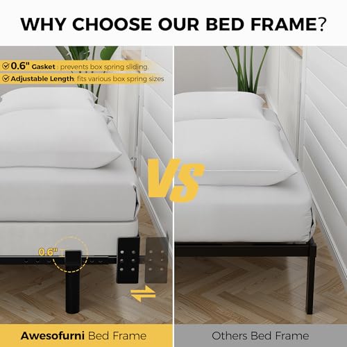 Full Size Bed Frame, 7 Inch Heavy Duty Metal Base for Box Spring, 9 Legs, view 5