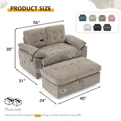 56” Chaise Lounge Chair with Ottoman, view 3