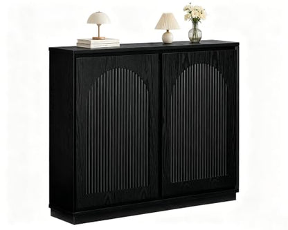 39 inch Narrow Buffet Cabinet Sideboard with Storage,Black, view 2