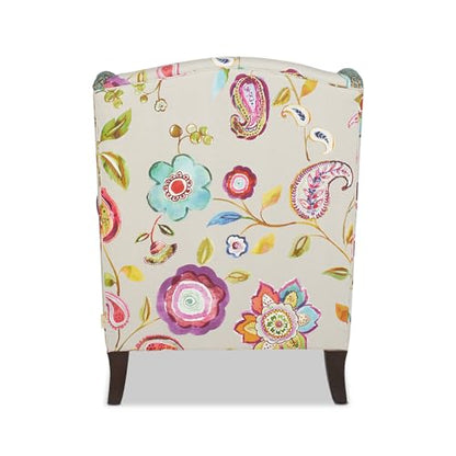 Jennifer Taylor Home Anya Eclectic Floral Patchwork Boho Chic Wingback Large Living Room Lounge Accent Arm Chair