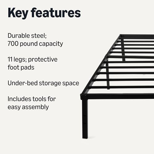 Metal Bed Frame, Non-Foldable Platform Bed, Easy Assembly, Full, 54W x 75L, view 4
