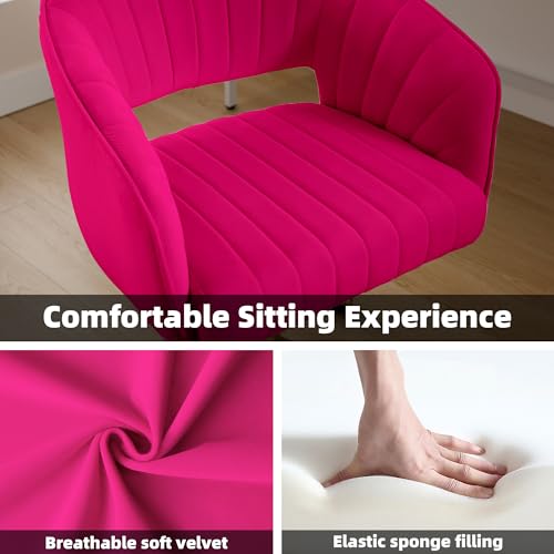 Modern Home Office Desk Chair 1PC, Height Adjustable Vanity Chair, Hot Pink