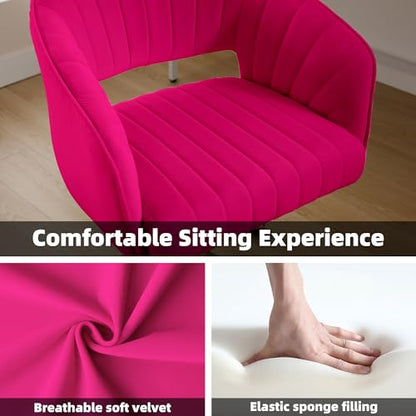 Modern Home Office Desk Chair 1PC, Height Adjustable Vanity Chair, Hot Pink