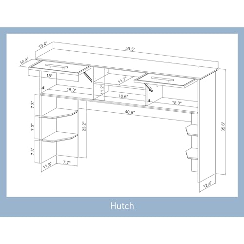 ® Koru 60" W Hutch for L-Shaped or Straight Computer Desks, Espresso Oak, view 4