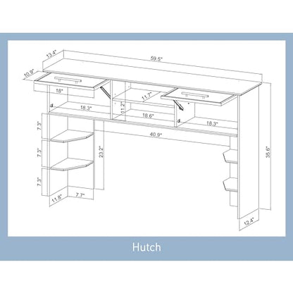 ® Koru 60" W Hutch for L-Shaped or Straight Computer Desks, Espresso Oak, view 4