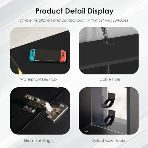 Floating TV Stand Wall Mounted with Lights,LED TV Stand, view 7