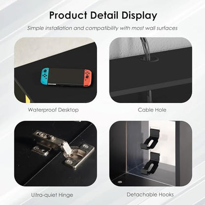 Floating TV Stand Wall Mounted with Lights,LED TV Stand, view 7