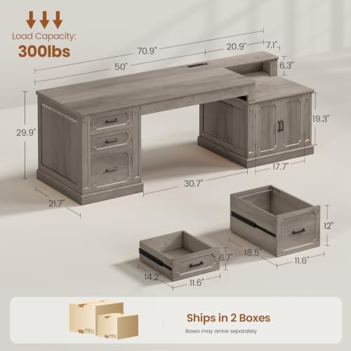 Farmhouse 70.9" Executive Desk, view 3