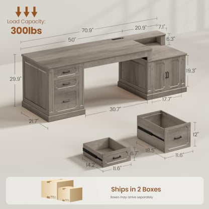 Farmhouse 70.9" Executive Desk, view 3