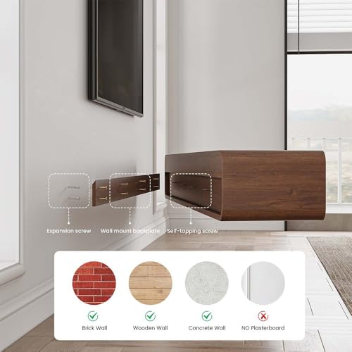 Fully-Assembled Minimalist Floating TV Stand with LED Lights, view 5