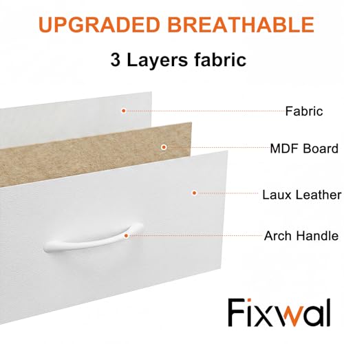 Tall Skinny Dresser with 5 Fabric Drawers, Narrow Dresser, White, 33.8in height, view 8