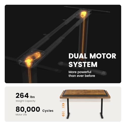 Dual Motor Standing Desk Legs for 44-90 inch Desktops, 264 lbs, view 6