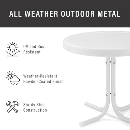 Griffith Weather Resistant Retro Metal Outdoor Side Table for Patio, Deck, Porch, Alabaster White
