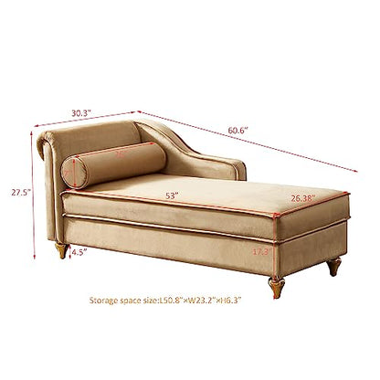 GDFStudio Upholstered Chaise Lounge Chair Indoor with Storage, view 3