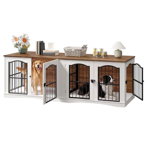 78.7" Dog Crate Furniture for 2 Dogs, Double Dog Kennel for Medium Dogs, view 2