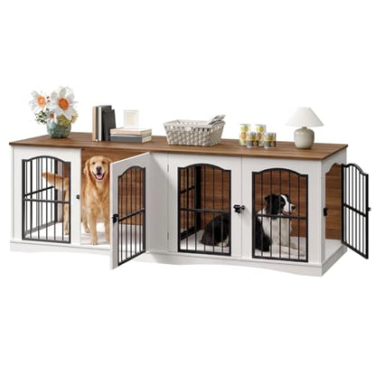 78.7" Dog Crate Furniture for 2 Dogs, Double Dog Kennel for Medium Dogs, view 2