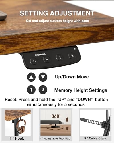 48x24 Electric Standing Desk with Cable Net, Rustic Brown, view 7