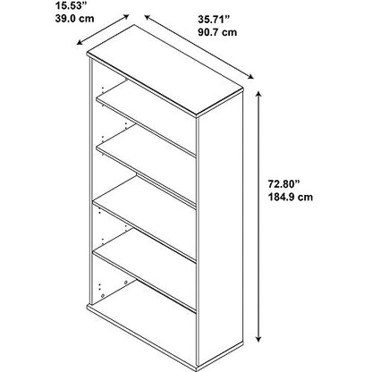 Bush Business Furniture Series C 36W Tall 5 Shelf Bookcase in Hansen Cherry, Large Storage and Display Bookshelf for Home or Professional Office