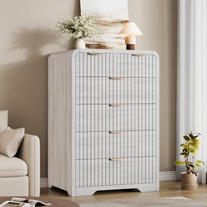 Fluted 6 Drawer Dresser for Bedroom, 43" Tall Dresser Chest of Drawers, view 8