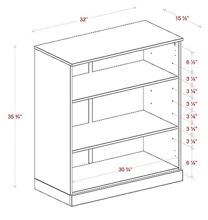 Solid Wood Bookcase - 3 Tier Floor Standing Bookshelf - 36" Short Storage Shelf, 32” W - Teal Blue, Display Furniture for Room, Renewable 100% Eco-Friendly Wood, Made in Brazil