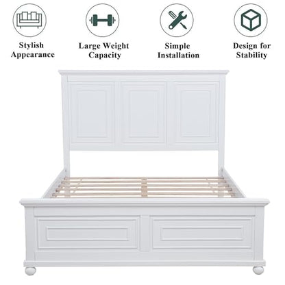 Wood Bed Frame Queen with Tall Headboard & Footboard, view 8