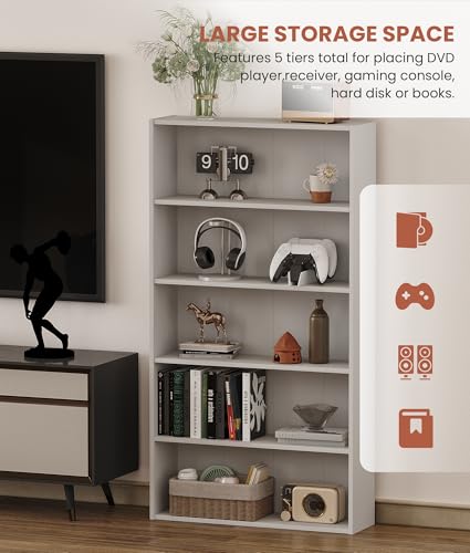DVD Storage Rack Media Tower, 5 Tier Organizer Shelf for CDs, view 5