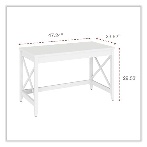 Workspace by Farmhouse Writing Desk, 47.24" x 23.62" x 29.53", White