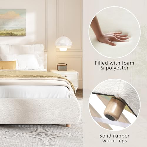 Hazel Queen Size Bed Frame, Upholstered Platform Bed, view 6