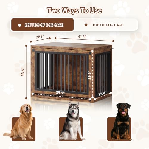 Dog Crate Furniture, 42'' Wooden Dog Kennel for Large Dogs up to 80 lb, view 6