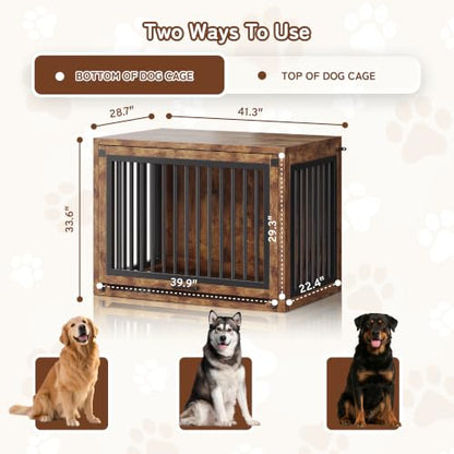 Dog Crate Furniture, 42'' Wooden Dog Kennel for Large Dogs up to 80 lb, view 6