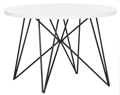Safavieh Home Collection Vida Modern White Lacquer Round Hairpin Leg End Table