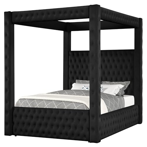 Velvet Canopy Bed Frame King, view 2