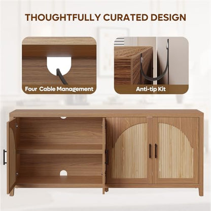 70" Sideboard Buffet Cabinet with Storage, Boho Credenza Storage Cabinet, view 7