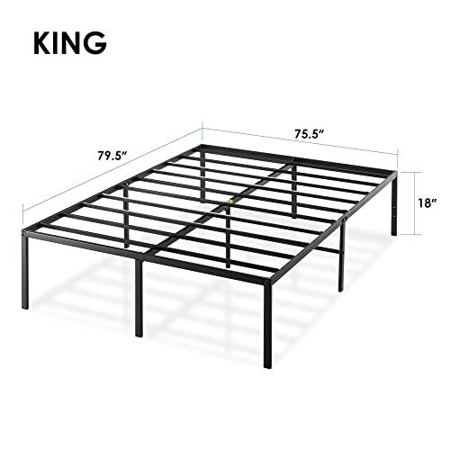 King Size Black Metal Bed Frame with 18 Inch Style, view 3