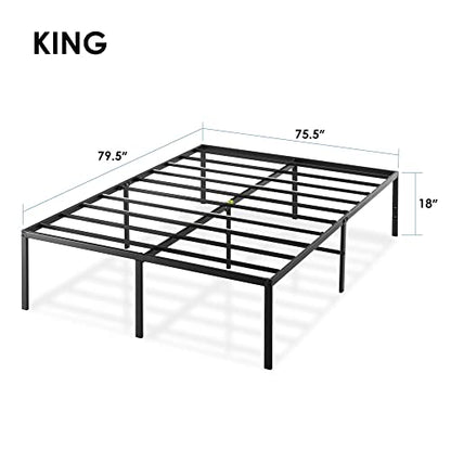 King Size Black Metal Bed Frame with 18 Inch Style, view 3