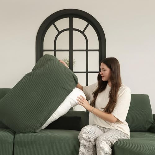 Oversized L Shaped Sectional Modular Sofa,Large U Shaped Sectional Couch Wide Deep Seat Modular Cloud Couch Green Removable Washable