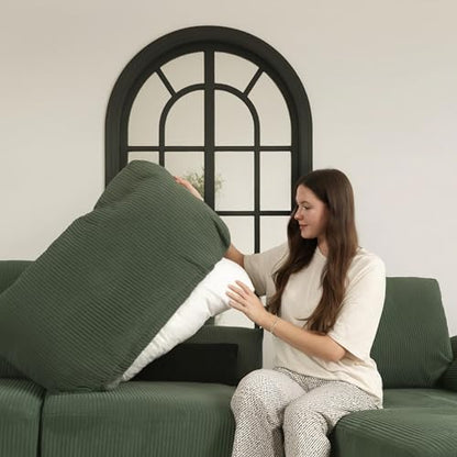 Oversized L Shaped Sectional Modular Sofa,Large U Shaped Sectional Couch Wide Deep Seat Modular Cloud Couch Green Removable Washable