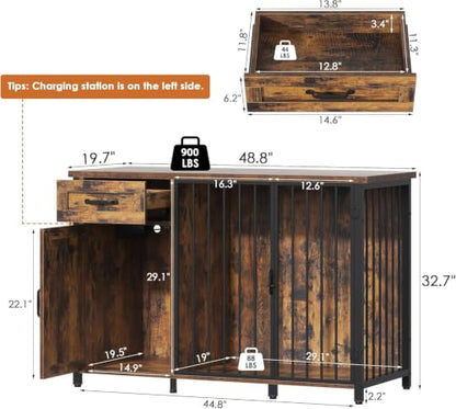 Spacesea 30" Dog Crate Furniture with Storage Drawers and Cabinet, view 3