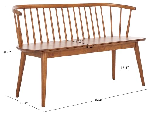 SAFAVIEH Furniture - Blanchard Spindle Bench - Honey - Solid Wood - Classic Windsor Design - Ideal for Entryway, Bedroom, Dining Room, 17.8" Seat Height (BCH8500H)