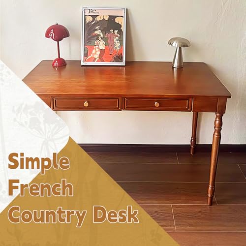 Solid Wood French Country Desk, Writing Desk with Storage Drawers, view 4
