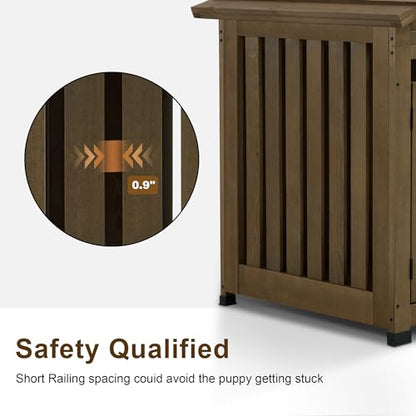 Wooden Dog House Furniture, Solid Wood Pet Kennel Indoor for Small/Medium Dogs, view 6