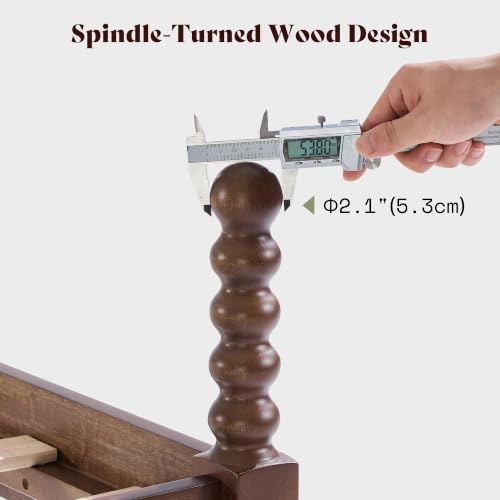 Solid Wood Bed Frame, Spindle Headboard, Queen Size Dark Walnut, view 5